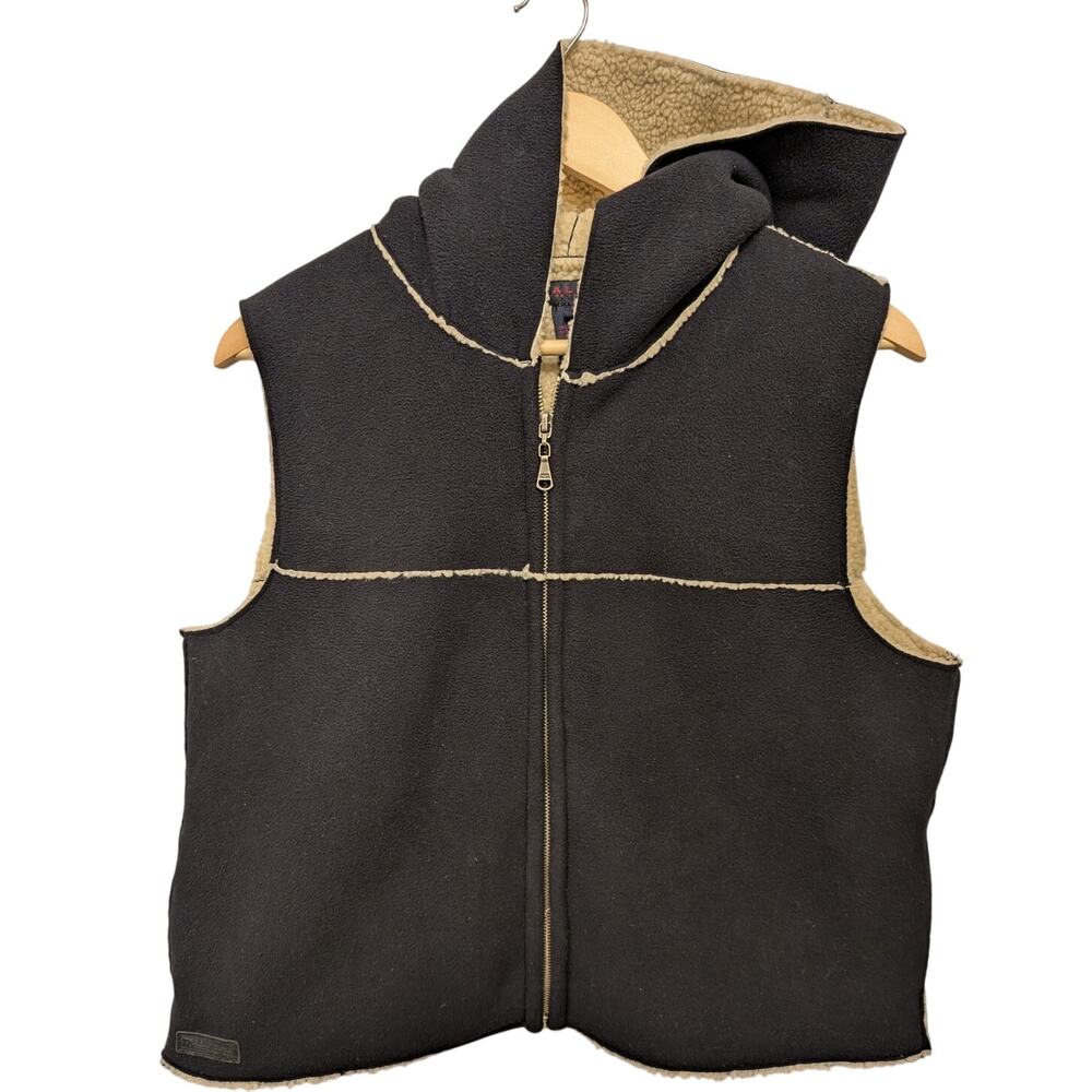 RALPH Ralph Lauren Sherpa Fleece Vest Preppy Winter Ski‎ Preppy Hooded Large